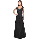 Mother of The Bride Dresses Cap Sleeve V-Neck Long Tulle Formal Evening Gowns for Women with Pockets