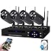 SDETER Security Camera System Wireless HD Outdoor Home Surveillance System 4 Security Cameras NVR Kits Pre-Installed 1TB Hard Drive Remote View Motion Dectection and Night Vision (BIack)
