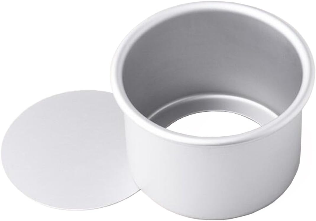 GERMER 4 Inch Non Stick Anodised Aluminium Round Cake Pan with Loose Bottom Deep Cake Tin Silver