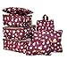 7 Set Travel Packing Organizer,Waterproof Mesh Durable Luggage Travel Cubes,1 Shoe Bag (wine flower)