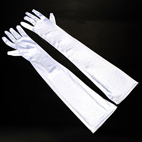 WITERY Stretchy Satin Party Fancy Bridal Wedding Prom Dress Costumes Gloves White