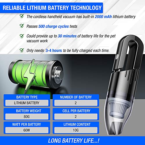 Rovan Ad Cordless Handheld Vacuum Cleaner 2000mAh Battery Powered