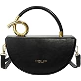 Semi-circular Saddle Purses for Women Elegant PU Leather Tote Shoulder Bag Chic Crossbody Handbag