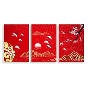 3 Panel Canvas Wall Art Chinese Traditional Palace Pictures Home Wall Decorations for Bedroom Living Room Paintings Canvas Prints Framed - 16"x24" x 3 Panels