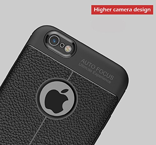CROMBIE Auto Focus Shock Proof Leathers Pattern Armor Soft Back Cover Compatible with iPhone 6/6S (Black)