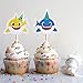 Baby Cute Shark Party Decorations Includes 1 Big Cake topper, 25 Cupcake toppers, 2 Shark Balloons and 2 Shell Balloons for Cake Decor, Baby Shower, 1st Birthday Decoration