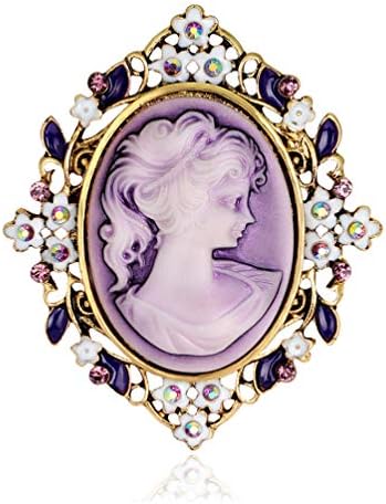 GAOZONGTER Retro Vintage Inspired Cameo Lady Maiden Crystal Rhinestone Pin Brooches for Women Bridesmaid Brides Wedding Gifts
