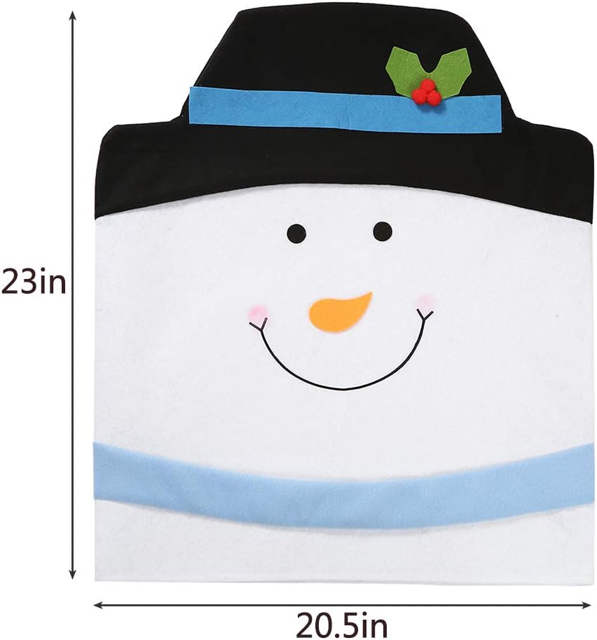 Sattiyrch Christmas Snowman Chair Covers Set of 6,Novelty Party Holiday Dining Chair Slipcovers for Kitchen,Bar or Restaurant,23"(H) 20.5"(W): Kitchen & Dining