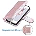 ULAK iPhone SE/5S/5 Flip Wallet Kickstand Case for Women Girls, Premium PU Leather Case Card Holder ID Slot Wristlet Hand Strap Shockproof Full Protective Cover,Rose Gold Flower