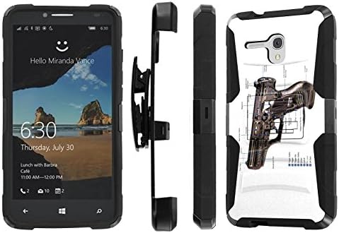 Alcatel One Touch Fierce XL Case, [NakedShield] [Black/Black] Heavy Duty Holster Armor Tough Case - [Army Gun] for Alcatel One Touch Fierce XL