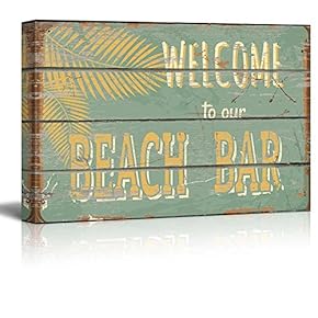 Rustic Wooden Welcome to Our Beach Bar Sign