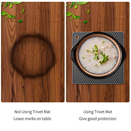 Silicone Trivet Mats CUKWILY Multifunctional Hot Pads Heat Resistant Non Slip Larger Thicker Hot Pot Holder 4 Packs Grey