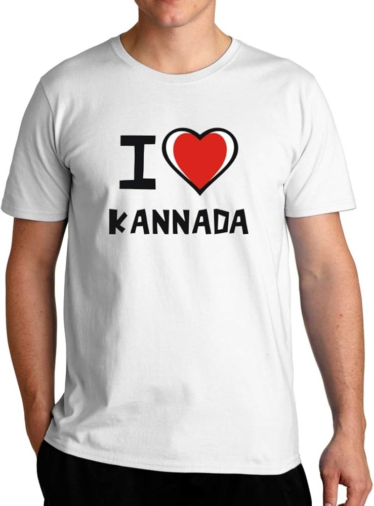 Eddany I Love Kannada Bicolor Heart TShirt Clothing