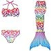 GALLDEALS 3PCS Girls' Swimsuit Mermaid Tail For Swimming Princess Bikini Set Swimsuit Bathingsuit
