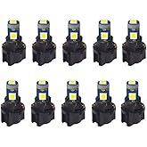 BlyilyB 10-Pack T5 37 74 LED Bulb With Twist Lock Socket PC74 PC37 Dashboard Instrument Panel Gauge Cluster Light