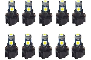 BlyilyB 10-Pack T5 37 74 LED Bulb With Twist Lock Socket PC74 PC37 Dashboard Instrument Panel Gauge Cluster Light