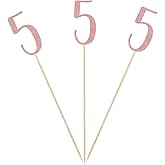 Rose Gold 5th Glitter Birthday Centerpiece Sticks, 12-Pack Number 5 Table Topper Anniversary Party Decorations