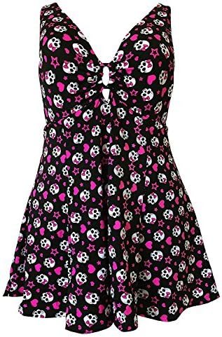 Rockabilly Plus Size Skull Print Swimdress (24)