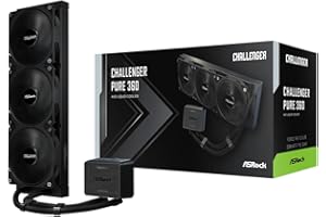 ASRock Challenger Pure 360 All-in-One Liquid CPU Cooler, Sleek All-Black Design, 360mm Radiator, 3-Phase Pump, 0dB Silent Coo