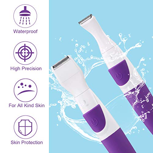 Bikini Trimmer for Women Electric Hair Shaver 2 IN 1 Cordless Ladies Shaver Foil Razor Female Hair Removal Groomer, Waterproof Wet & Dry for Bikini Line Area-Purple - Thumbnail 5