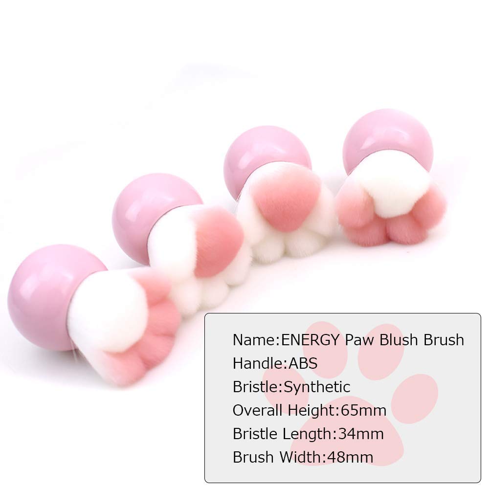 ENERGY Kabuki Blush Brush with Travel Case Cute Full Coverage Face Makeup Brush for Mineral Powder Flawless Makeup Application Best Christmas Gifts for Girls Women (Cat paw,Pink): Beauty