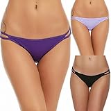 Ekouaer Brief Panties Womens Full Coverage Side String Bikini Hispter Purple Assorted, XL