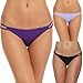 Ekouaer Brief Panties Womens Full Coverage Side String Bikini Hispter,Black/Purple/Light Purple (3 Pack),X-Large