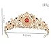 FUMUD Fashion Red/Green Rhinestone Crown Geometric Rhinestone Tiara Fashion Wedding Hairband Hair Accessories Bridal Jewelry