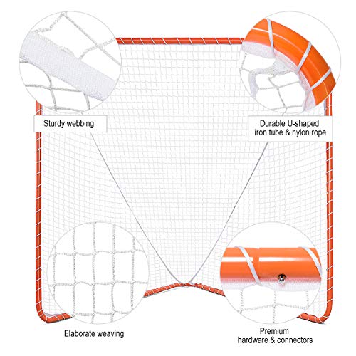 image for Goplus Lacrosse Goal, 6' x 6' Practice Lacrosse Goal and Net for Indoo