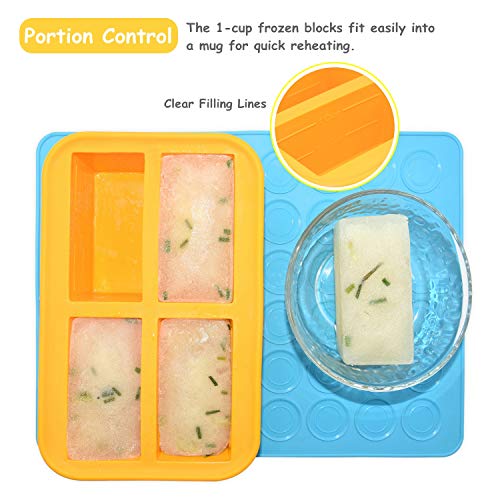 Bangp 1Cup Silicone Freezing Tray with Lid,2 Pack,EasyRelease