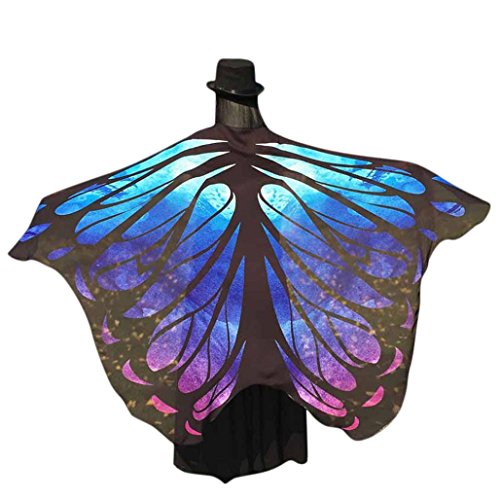Clearance! Hot Sale! Halloween Butterfly Wings, Among Prop Soft Fabric Shawl Fairy Ladies Nymph Pixie Costume Accessory (197×125CM, C-Blue)