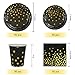 Black and Gold Party Supplies - 200PCS Disposable Black Paper Plates Dinnerware Set Gold Dots 50 Dinner Plates 50 Dessert Plates 50 Cups 50 Napkins Wedding Birthday Party Baby Shower Christmas