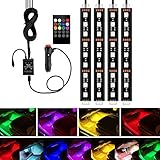 Car LED Strip Light, YANF 4Pcs 36 LED Music Car Interior Light Led Under Dash Lighting Kit Multicolor Floor Lights with Sound Active Function and Wireless Remote Control