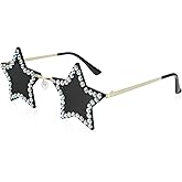 Klfoho Rimless Star Shape Sunglasses Fashion Glasses Women Men Party Christmas Cosplay Glasses Pentagram Sunglasses