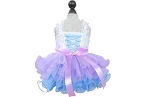 JAAQUCD Fancy Small Dog Dress with Bow Knot Sleeveless Girl Puppy Princess Tutu Skirt Holiday Cat Outfit Doggy Apparel Summer Pet Clothes for Chihuahua Yorkie Pomeranian Poodle (Purple, Small)