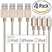 Lightning Cable, YEONPHOM 4Pack 3FT Nylon Braided 8pin USB Charging Cables Sync and Charger Cord with Aluminum Heads for iPhone 7/7plus 6/6s/6 plus/6s plus/5/SE, iPad Air/Mini - Gold