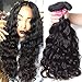 Jolia Hair 8A Grade Brazilian Natural Wave Virgin Hair 3 Bundles, 100% Unprocessed Virgin Brazilian Human Hair Weave Extensions, Natural Black Color, Full Head (12 14 16 inches)