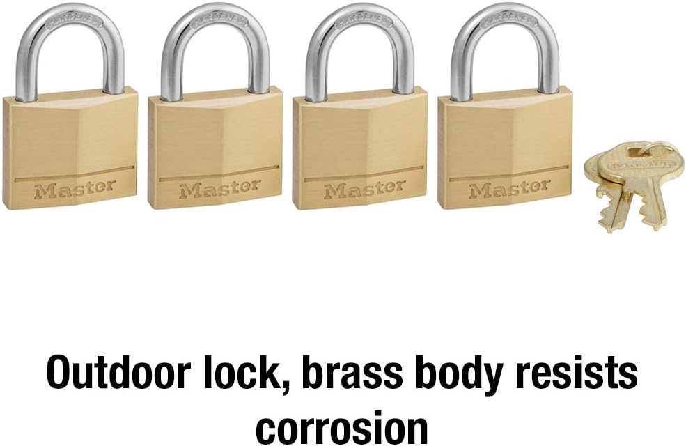 Master Lock 140Q Solid Keyed Alike Padlocks, 4-Pack, Brass, Silver: Home Improvement