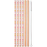 Swig Life Reusable Straws Pumpkins and Bows Tall Straw Set & Cleaning Brush, Each Straw is 10.25 inch Long (Fits Swig Life 20oz, 22oz, and 32oz Tumblers)