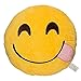 EvZ Emoji Yum Face Emoticon Cushion Stuffed Plush Soft Pillow, Official Certified, 32cm Yellow