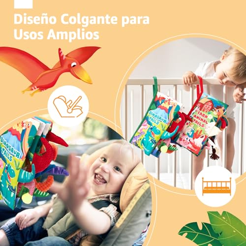 hahaland Baby Books Toys Babies 0 3 6 Months, 2 Pieces Soft Cloth Books for Babies 6-12 Months, Animals, Activity Book Sensory Gift Baby 1 Year