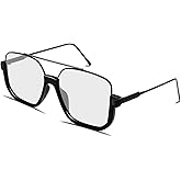 GUVIVI Retro Oversized Aviator Sunglasses for Women Men Square Double Bridge Pilot Sun Glasses 70s Trendy Shades