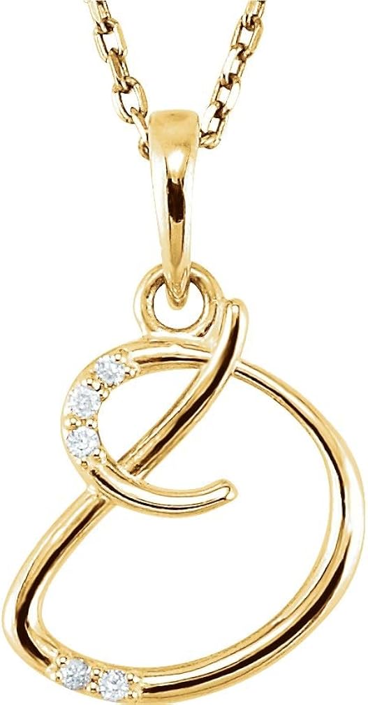 5Stone Diamond Letter 'D' Initial 14k Yellow Gold Pendant Necklace, 18" (.03 Cttw