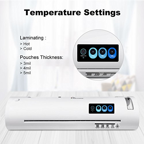 13" Thermal Laminator, Laminating Machine Supports Both Hot & Cold Laminating, 3-Minute Warm-up, 320mm/min Laminating Speed, Automatic Shut Off Function, Great for Document/Photo/Card (A3-White) - Thumbnail 2