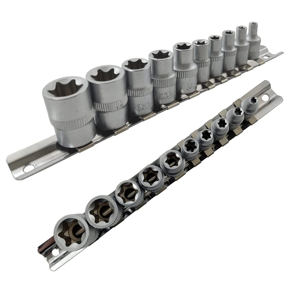Star Socket Set Female TRX Torx E Sockets 1/4" & 3/8" Drive E4-E18 On Rail