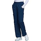Cherokee Scrub Pants for Women Mid Rise Pull-On Cargo Medical Uniform 7 Pocket Elastic Waist Adjustable Hem Stretch – 4005