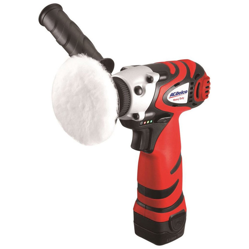 ACDelco G12 Series ARS1212AEU 10.8V Li-ion 75mm Rotary Mini Polisher & Sander with x2 Batteries, Charger, Sanding Pads, Wool Bonnet, Foam Pad & Case