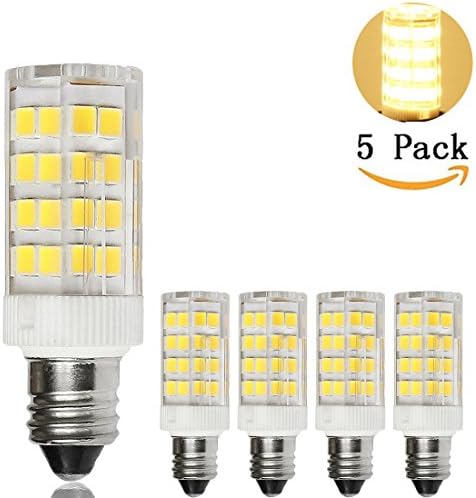 E11 Base LED Mini Candelabra ,Led Light Bulb 4W, 35W or 50W Equivalent halogen Repalcement 350 Lumens, 110, 120v,130V Warm white-5packs (warm white 3000)