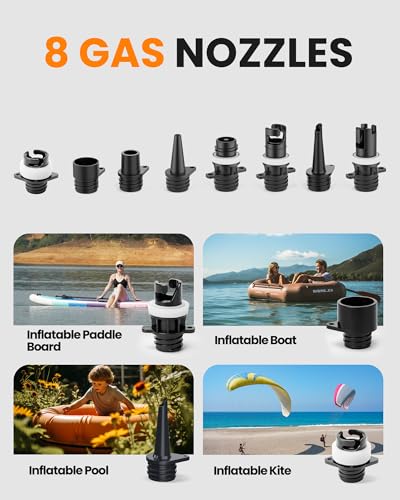 OutdoorMaster 20PSI High Pressure SUP Air Pump The Shark - Dual Stage Inflation & Auto-Off Feature, Deflation Function, 12V DC Car Connector, for Inflatable Stand Up Paddle Boards, Boats