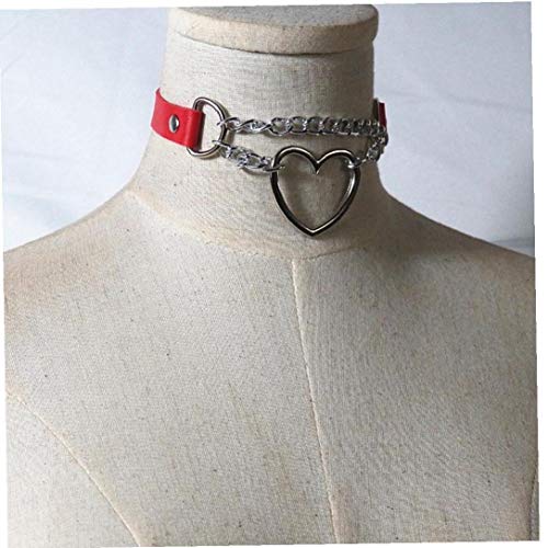 Catena-Corpo-Scuro-Cuore-Gotico-Catena-di-Aggancio-Collare-di-Cuoio-Harajuku-Punk-Girocollo-Donne-Ragazze-Nero-Chocker-Emo-Kawaii-Strega-Gioielli-1pc